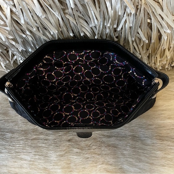 VERA BRADLEY Caviar Black Midnight Clutch Handbag Patient Leather Microfiber - Picture 12 of 13